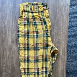 Yellow Plaid Dress Pants